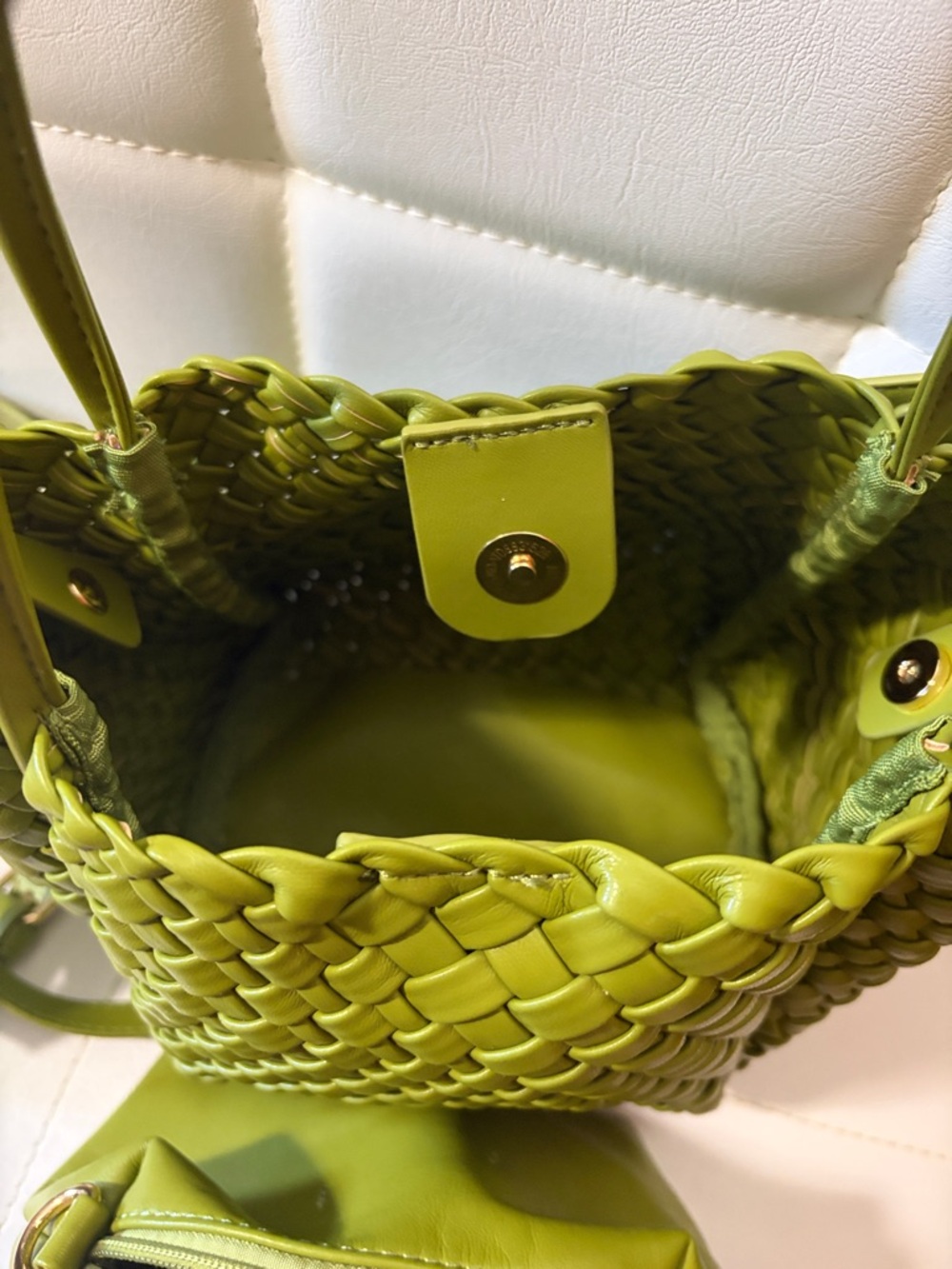 Olive Green Woven Shoulder Bag - Women Bags - Picture 3 of 3